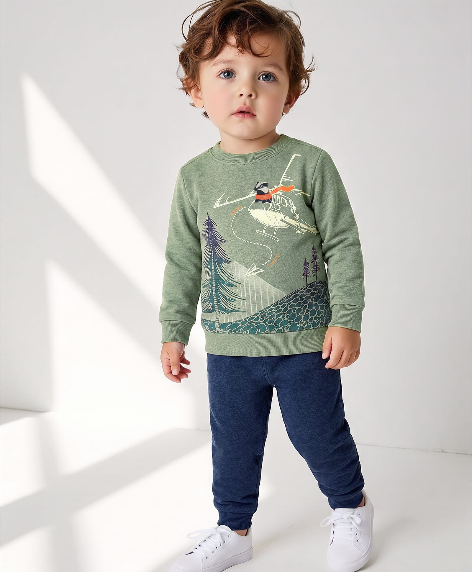 Carter's 2-Piece Helicopter Pullover & Jogger Set - Green & Blue-image-46