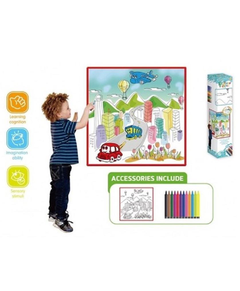 Skylofts Reusable Washable Colouring Mat With 12 Pens Toys  - Multicolour-picture-26