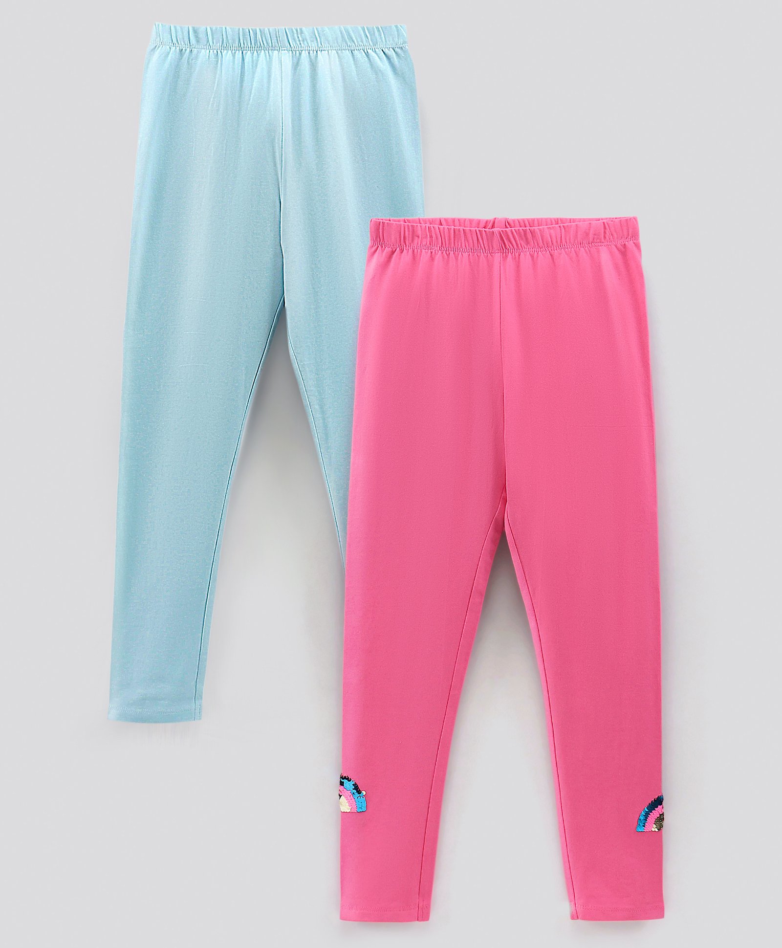 Primo Gino Ankle Length Leggings Solid & Rainbow Sequin - Pink Blue-picture-11