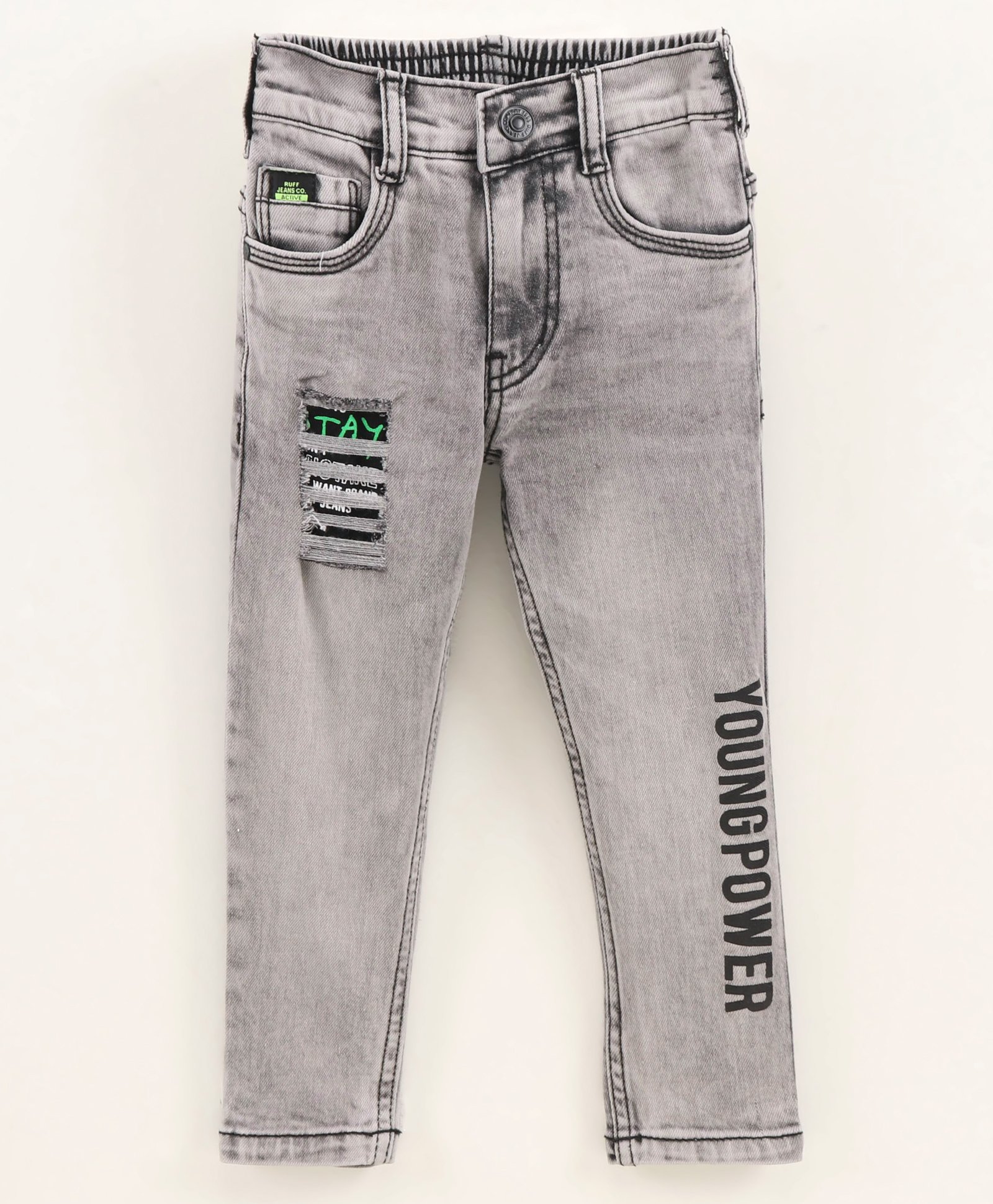 Buy Ruff Washed Full Length Denim Jeans 