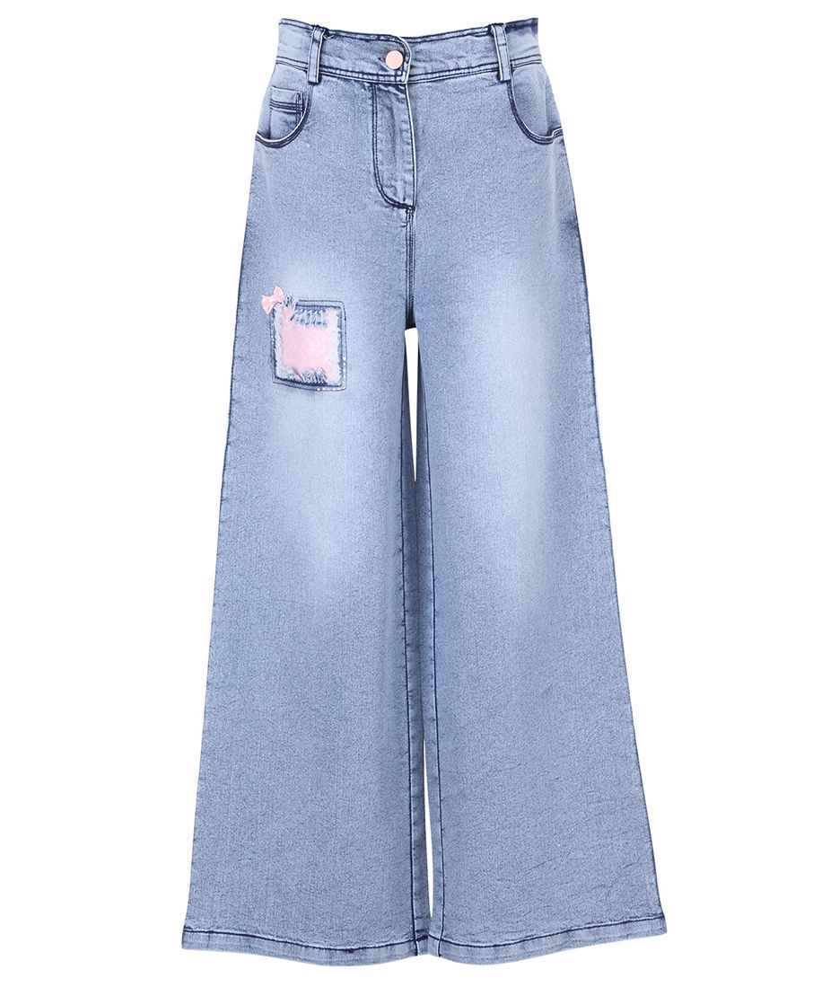 Cutecumber Sequin Patch Embellished Flared Jeans - Blue-image-28