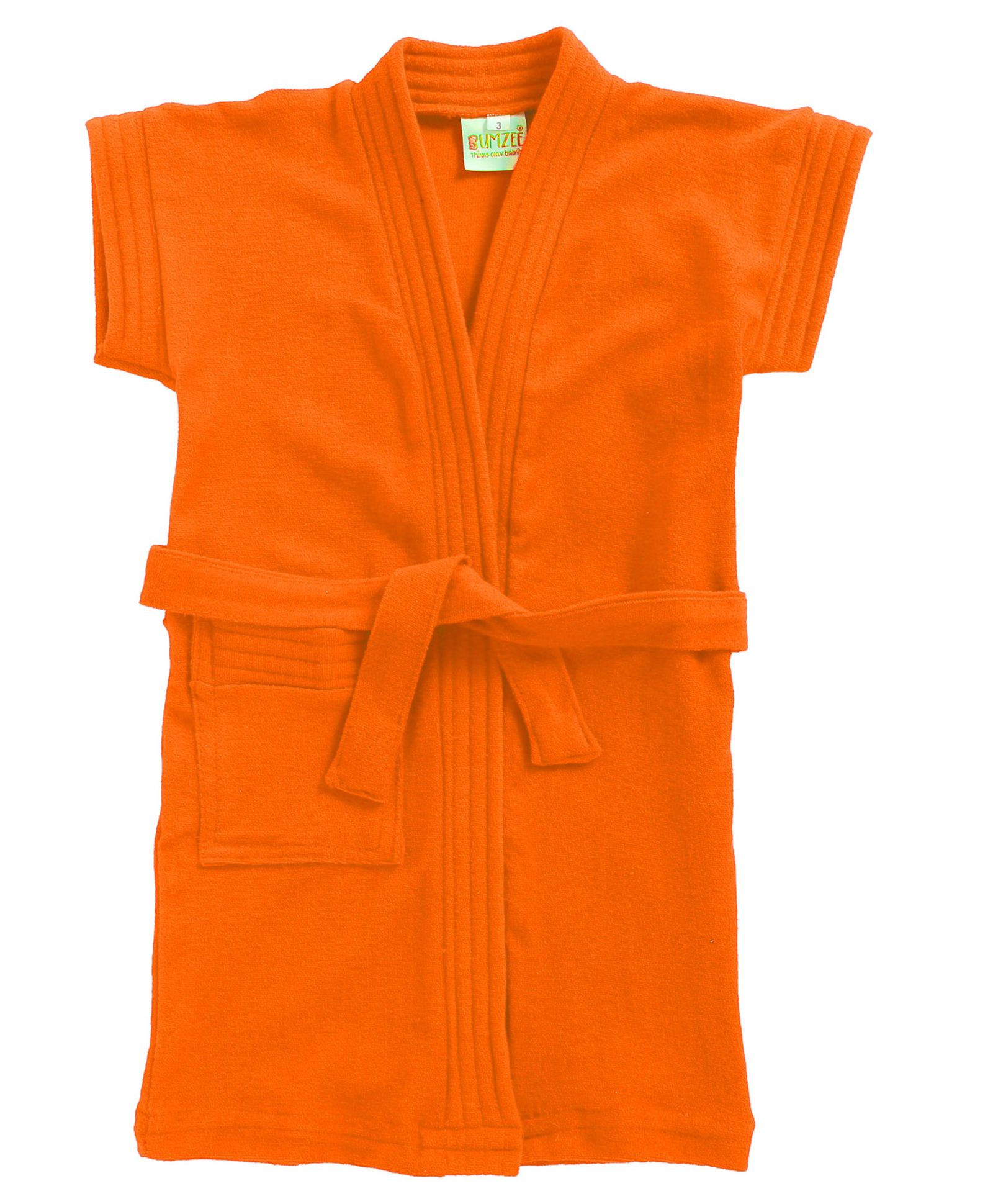 Bumzee Half Sleeves Solid Bathrobe - Orange-image-18