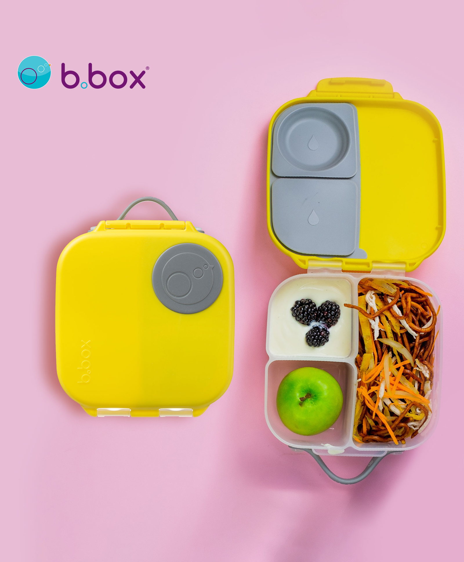 b.box Mini Lunch Box for Kids - Lemon Sherbet Yellow Grey-image-4