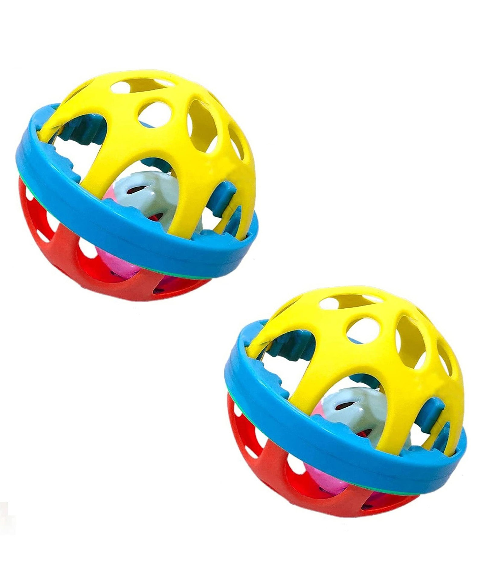 New Pinch Shake & Grab Ball Teether Rattle Toy Pack of 2 - Multicolor-image-20