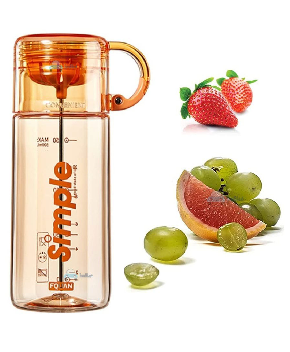 FunBlast Fruit Infuser Detox Water Bottle BPA-Free Stylish Water Bottle with Rod & ebook Orange - 620 ml-image-25
