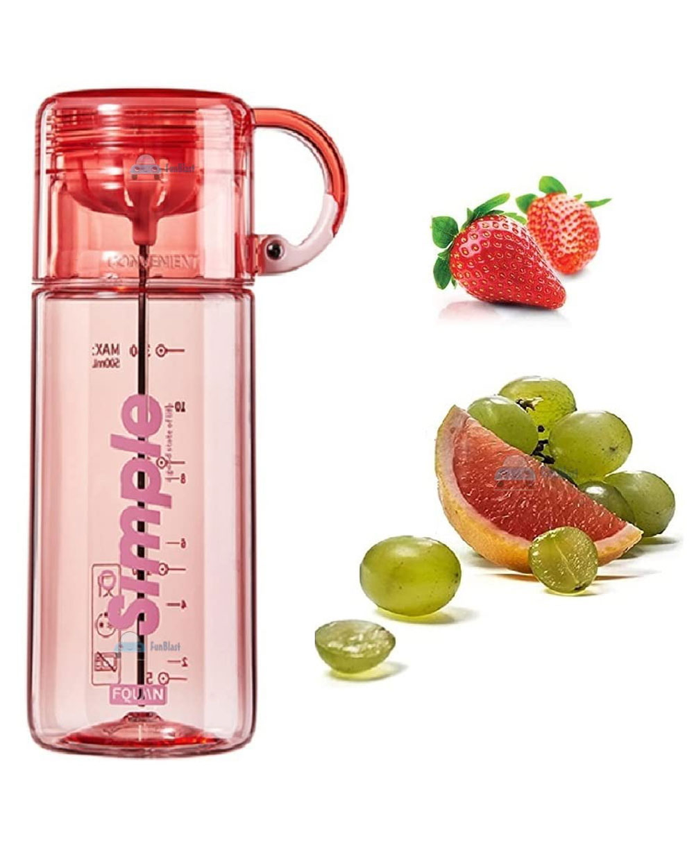 FunBlast Fruit Infuser Detox Water Bottle BPA-Free Stylish Water Bottle with Rod & ebook Pink- 620 ml-image-44