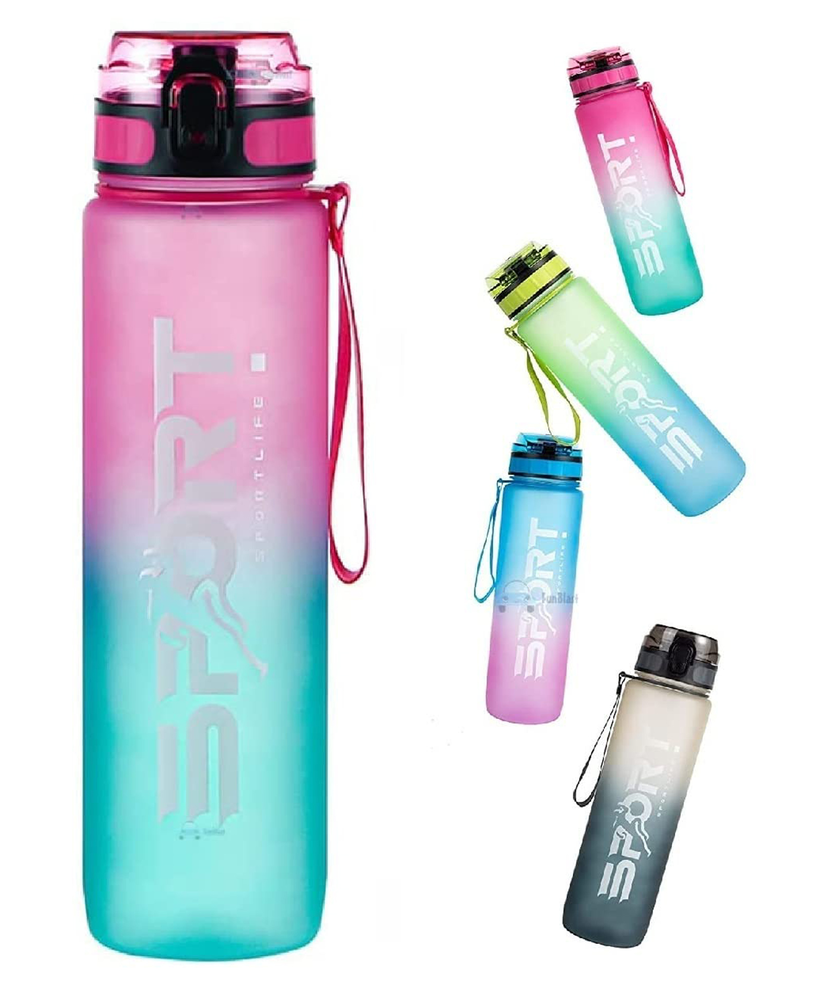 FunBlast BPA Free Leak-Proof Sports Water Bottle - 1000 ML (Random Color)-image-21