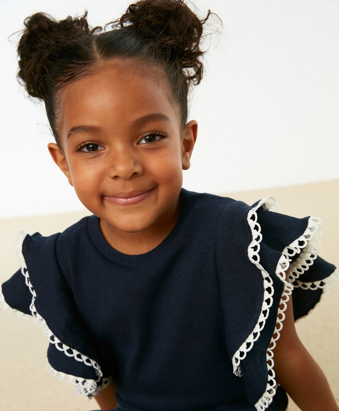 trendyol Short Sleeves Cotton Top with Lace Detailing - Indigo-picture-12