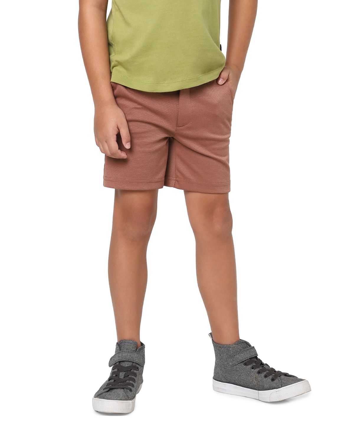 JACK & JONES JUNIOR Cotton Knit Above Knee Length Solid Colour Shorts - Brown-picture-14