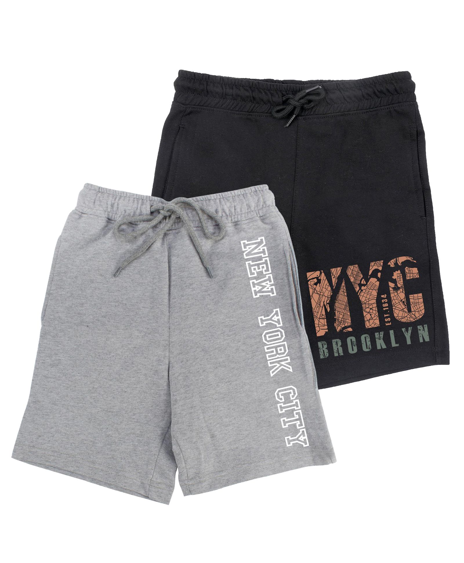 Wear Your Mind Pack Of 2 Graphic Print Shorts - Grey & Black-picture-17