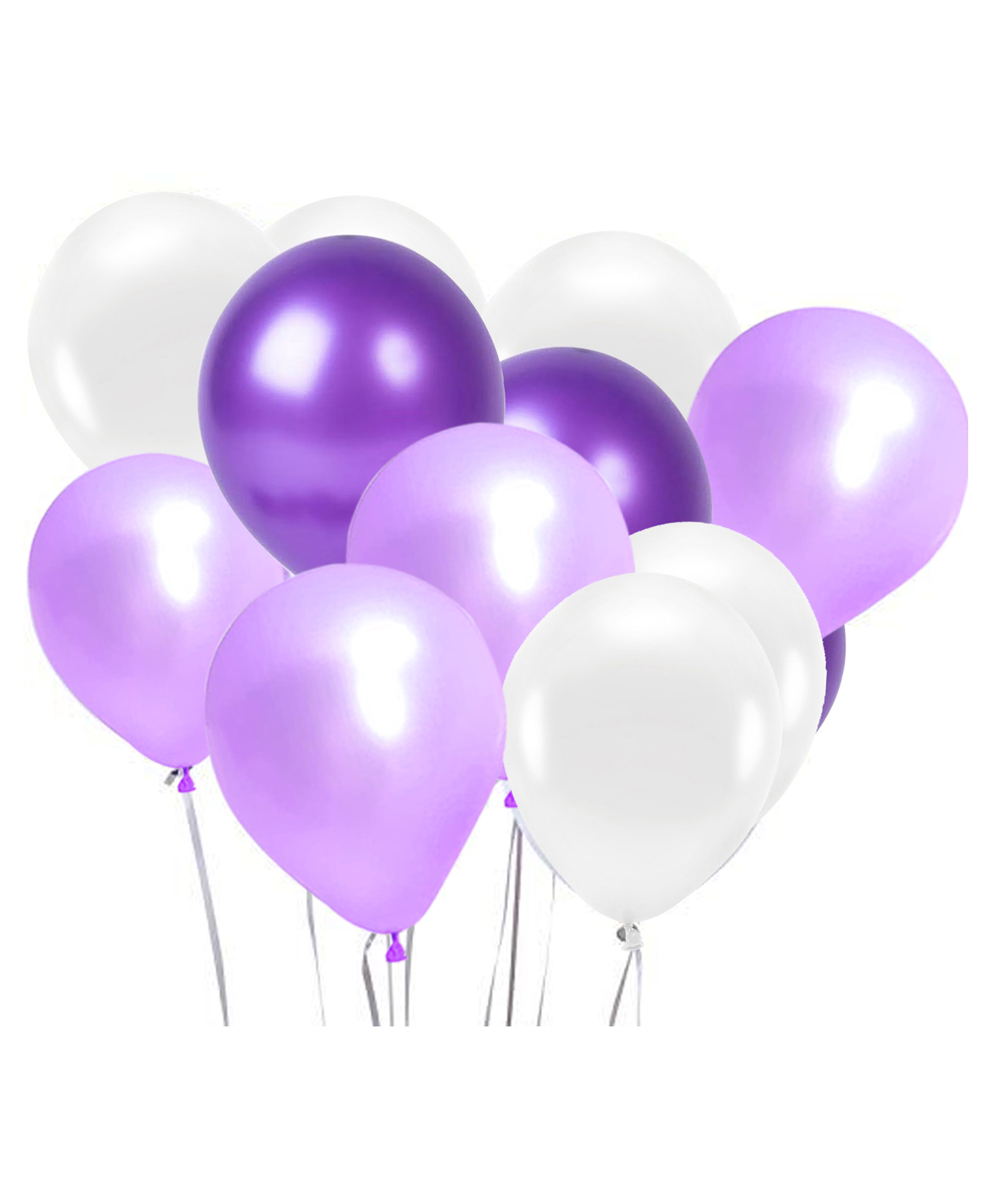 AMFIN Metallic Balloon with Ribbon set Purple Light Purple & White - Pack of 26-image-33