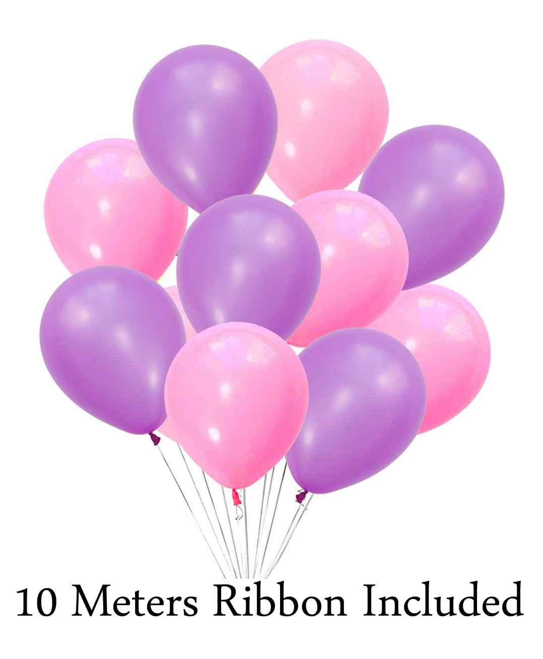 AMFIN Metallic Balloons with Ribbons set Light Purple & Light Pink - Pack of 26-image-2