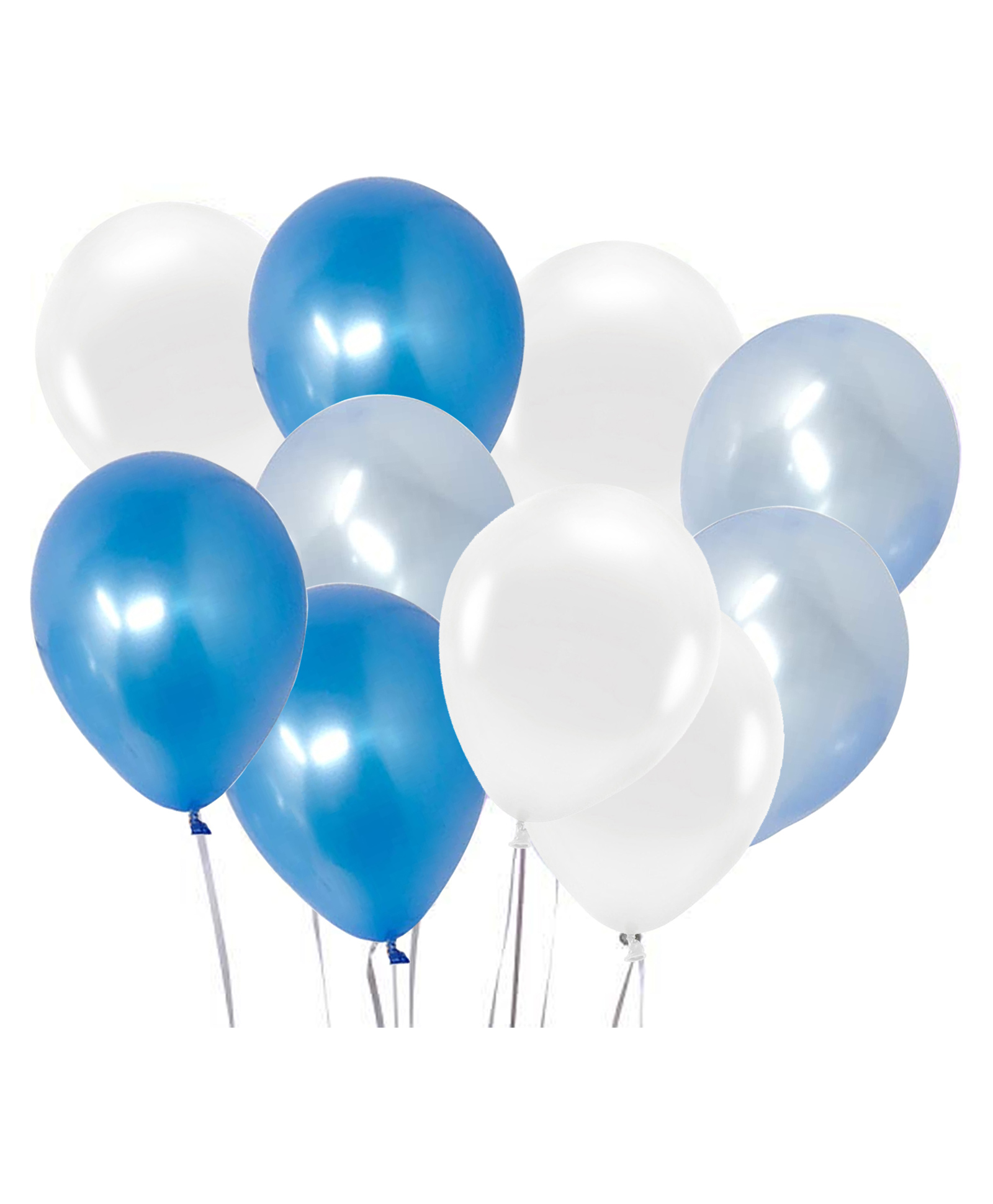 AMFIN Metallic Balloons with Ribbons set Blue Light Blue & White - Pack of 26-image-5