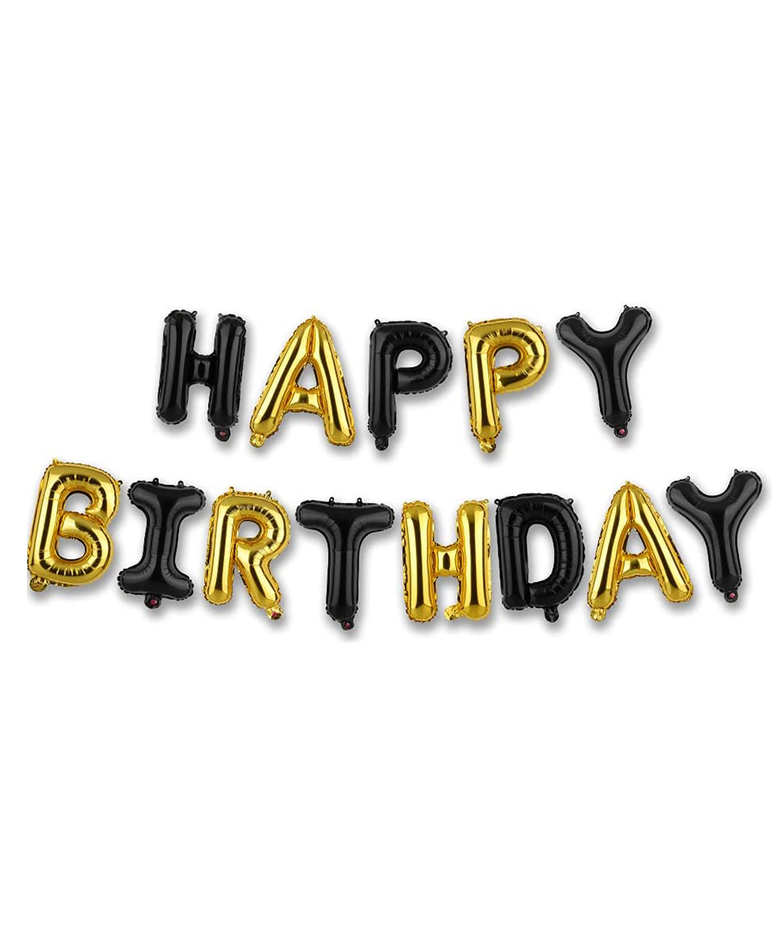 AMFIN Happy Birthday Black Golden Letter Foil Balloon for Birthday Party - Pack of 13-picture-15