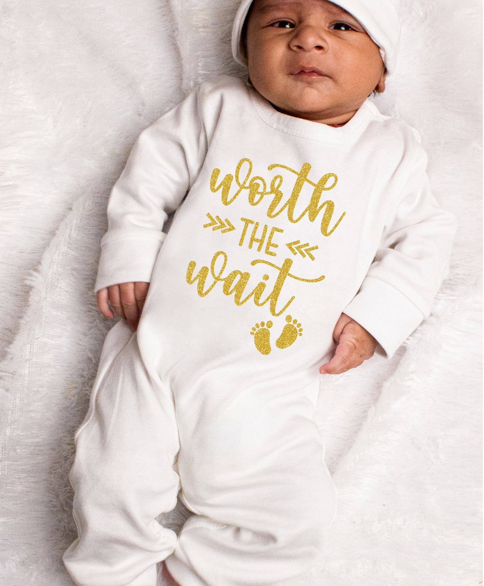KNITROOT Unisex Full Sleeves Worth Wait Glitter Finish Printed Jumpsuit - White-image-39