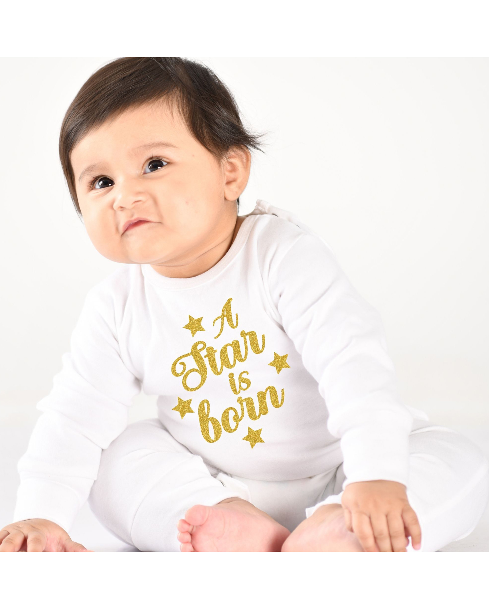 KNITROOT Unisex Full Sleeves Star Is Born Glitter Finish Printed Jumpsuit - White-image-25