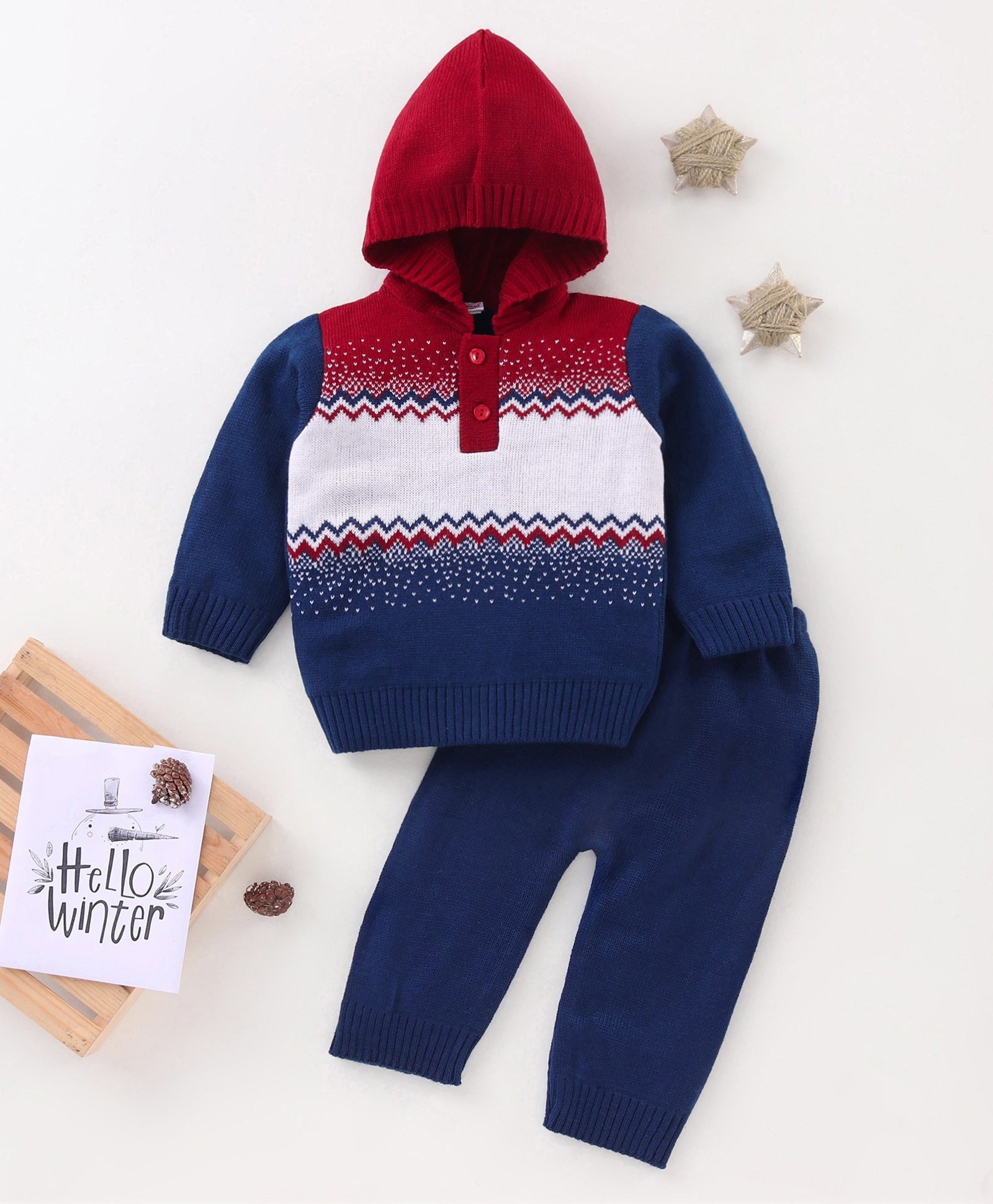 Buy Babyhug Full Sleeves Hooded Knit 