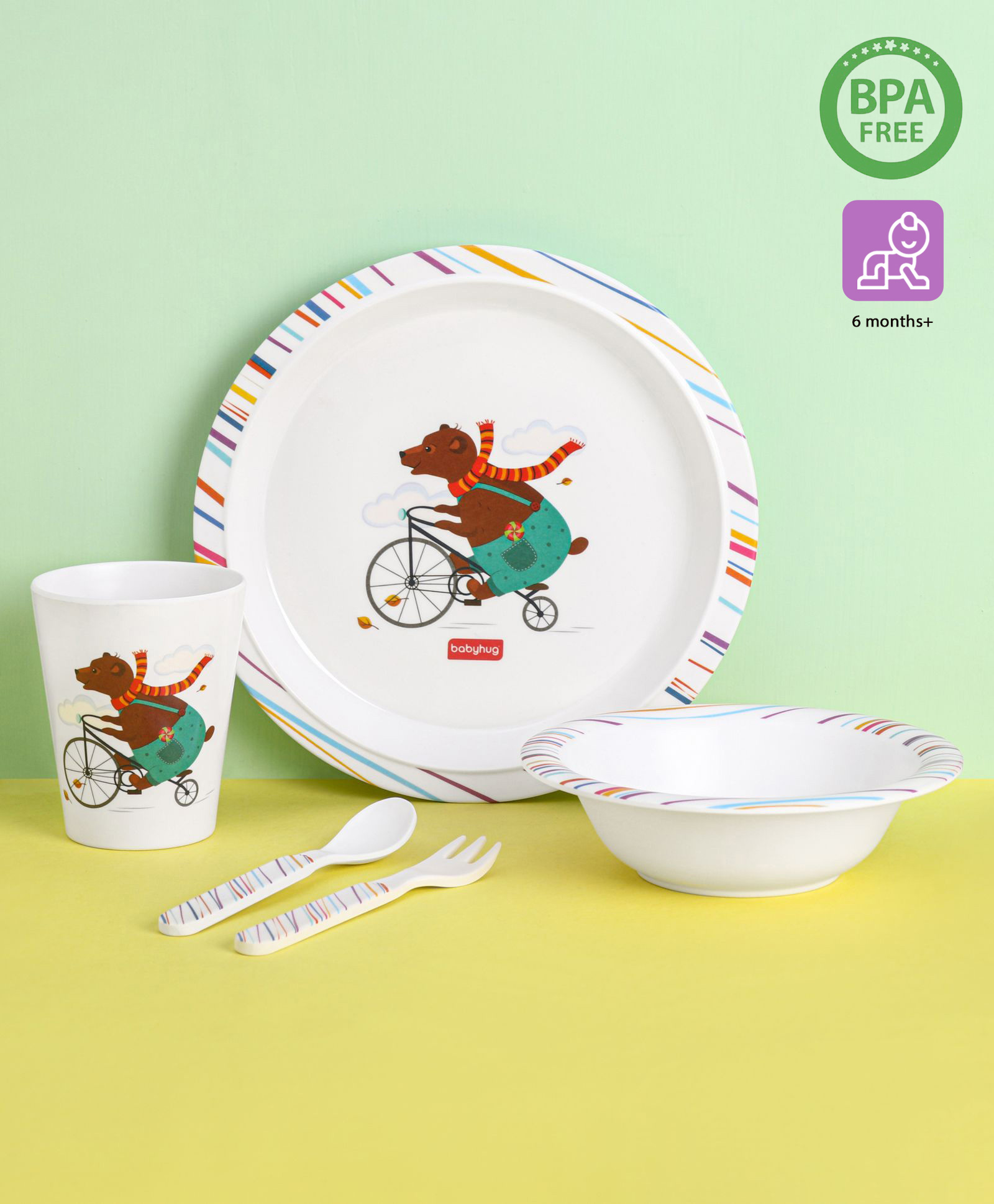 Babyhug Feeding Set Printed Multicolor Set of 5 (Print May Vary)-image-40