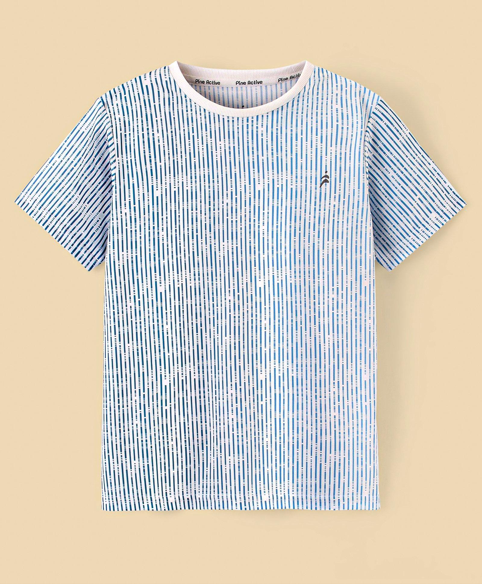 Pine Active Skin Friendly & Breathable Half Sleeves Sportswear T-Shirt- Blue & White-picture-14