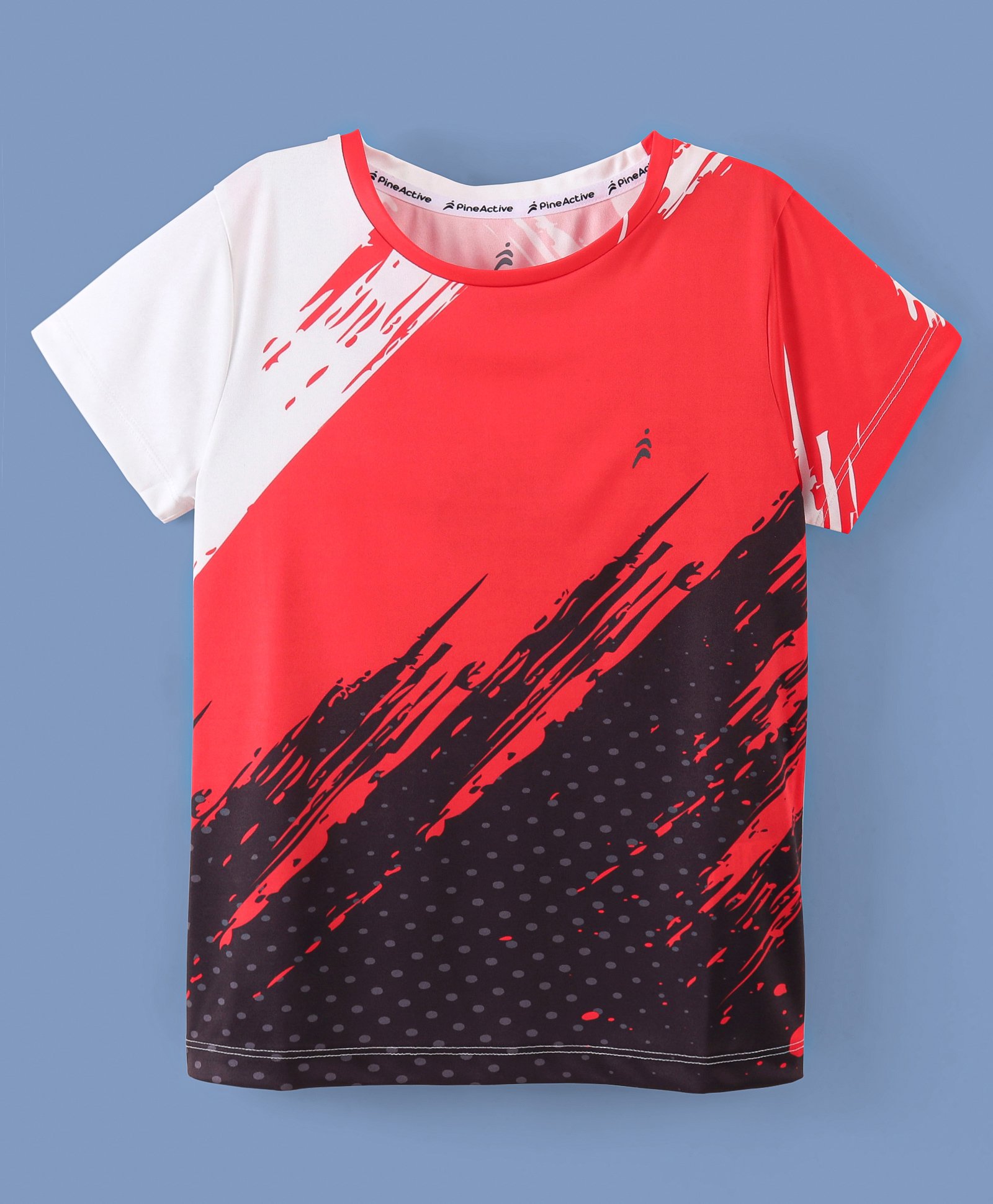 Pine Active Half Sleeves Sportswear T-Shirt Abstract Printed - Red-picture-20