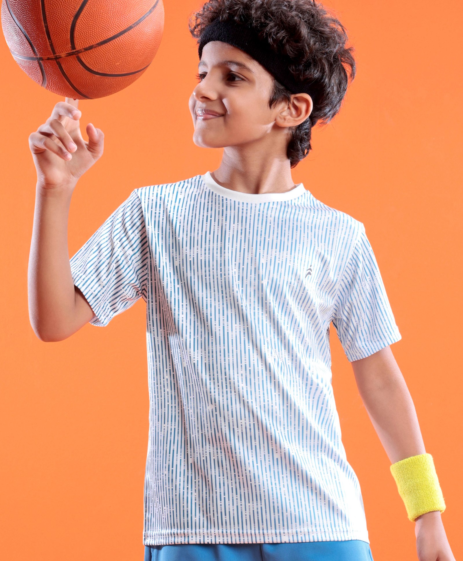 Pine Active Skin Friendly & Breathable Half Sleeves Sportswear T-Shirt- Blue & White-picture-26