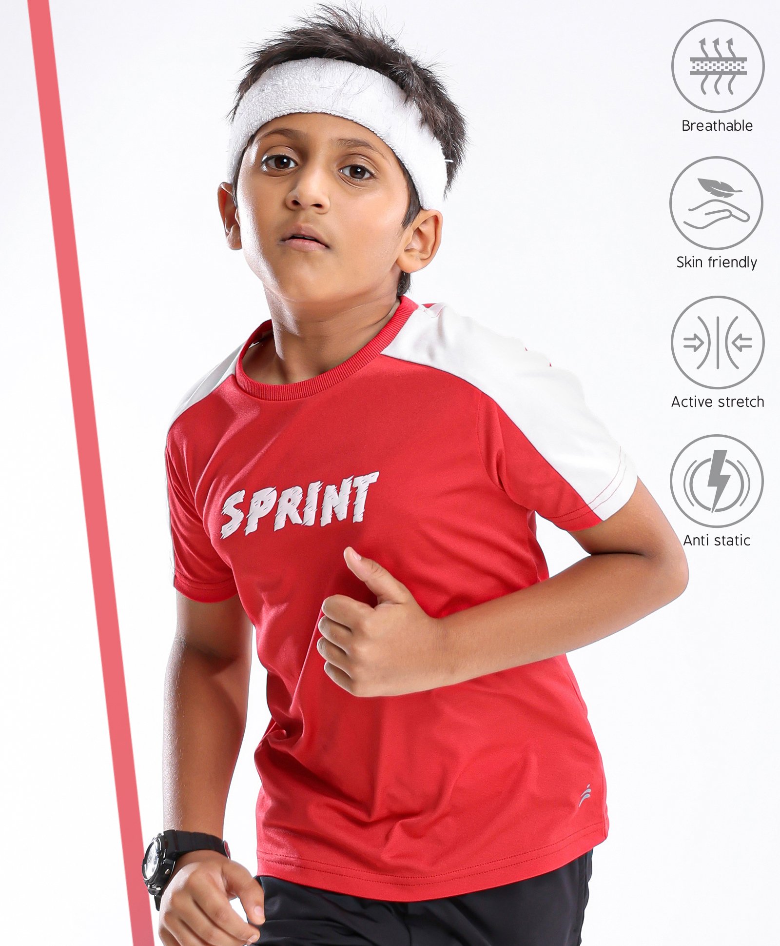 Pine Active Skin Friendly & Breathable Half Sleeves Text Print T Shirt - Red-picture-22