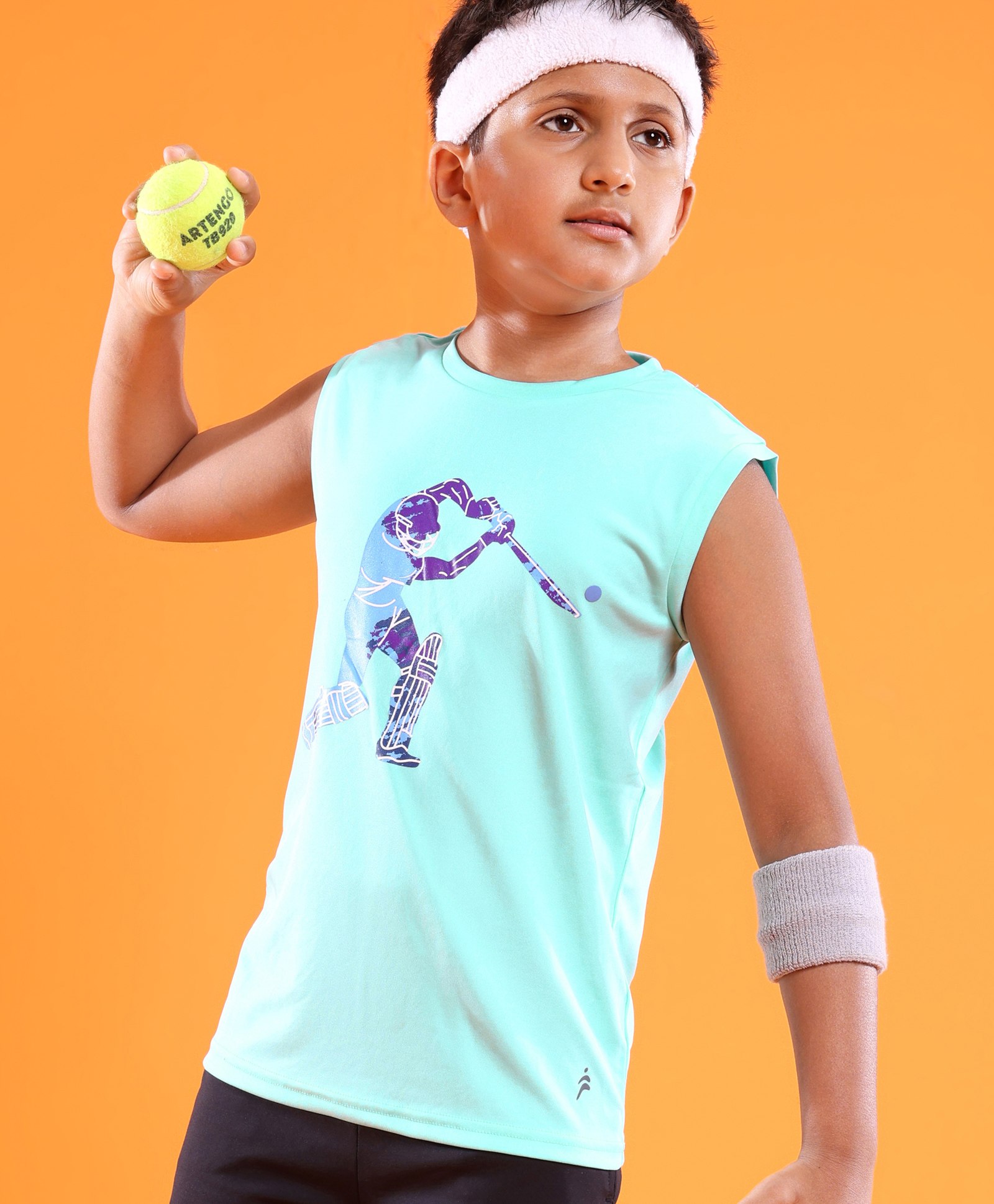Pine Active Skin Friendly & Breathable Sleeveless Cricket Print T-Shirt - Blue-picture-12