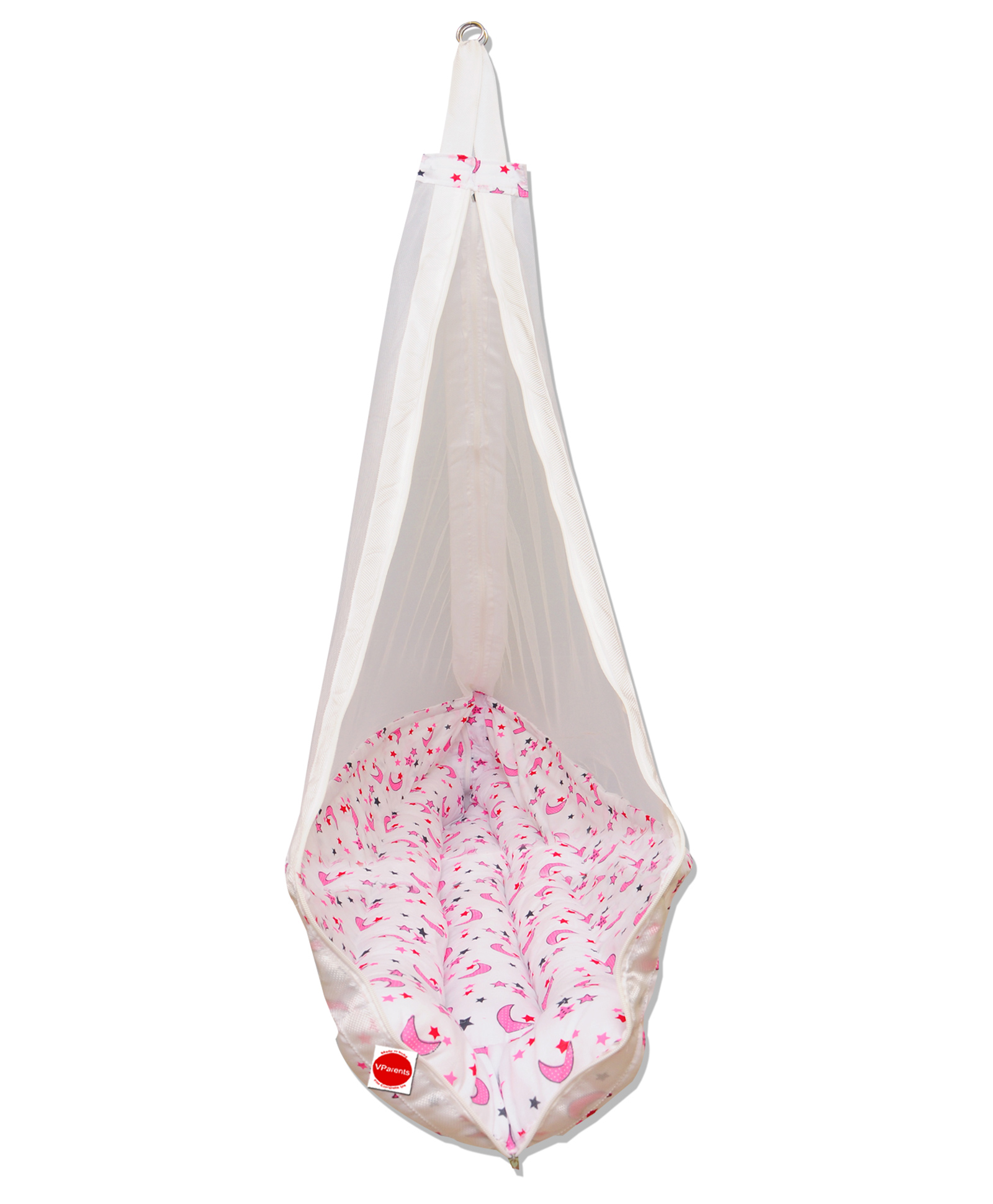 VParents Galaxy Baby Cradle with Attached Bed and Mosquito Net - Pink-image-27