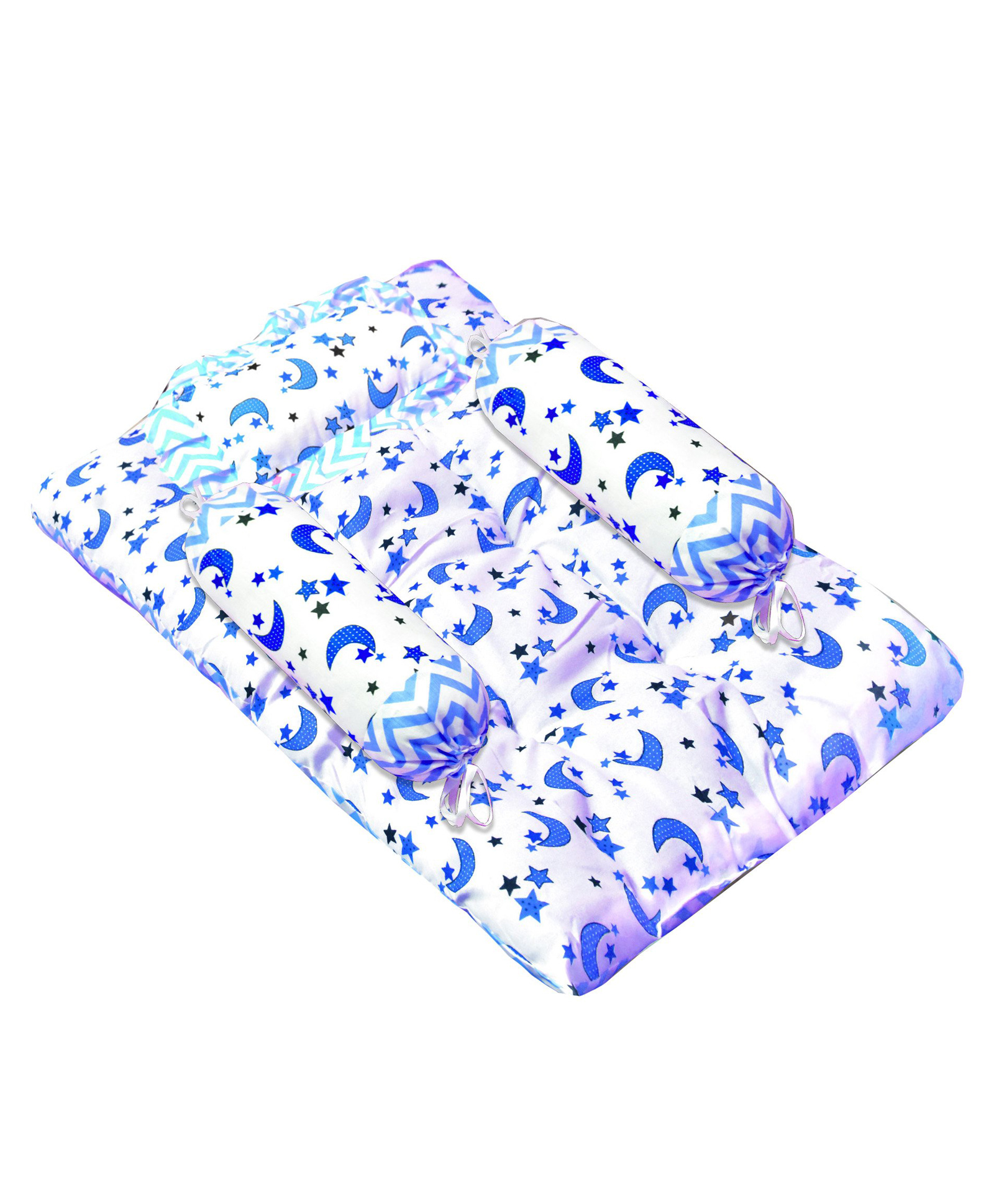 VParents Galaxy Baby 4 Piece Bedding Set with Pillow and Bolsters  - Blue-image-24