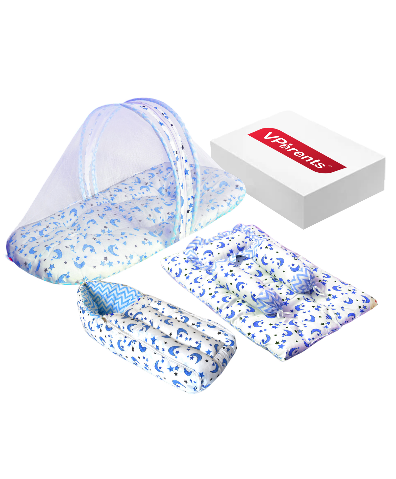 Vparents Galaxy Baby 4 Piece Bedding Set With Pillow And Bolsters Sleeping Bag And Bedding Set Combo  Blue-image-14