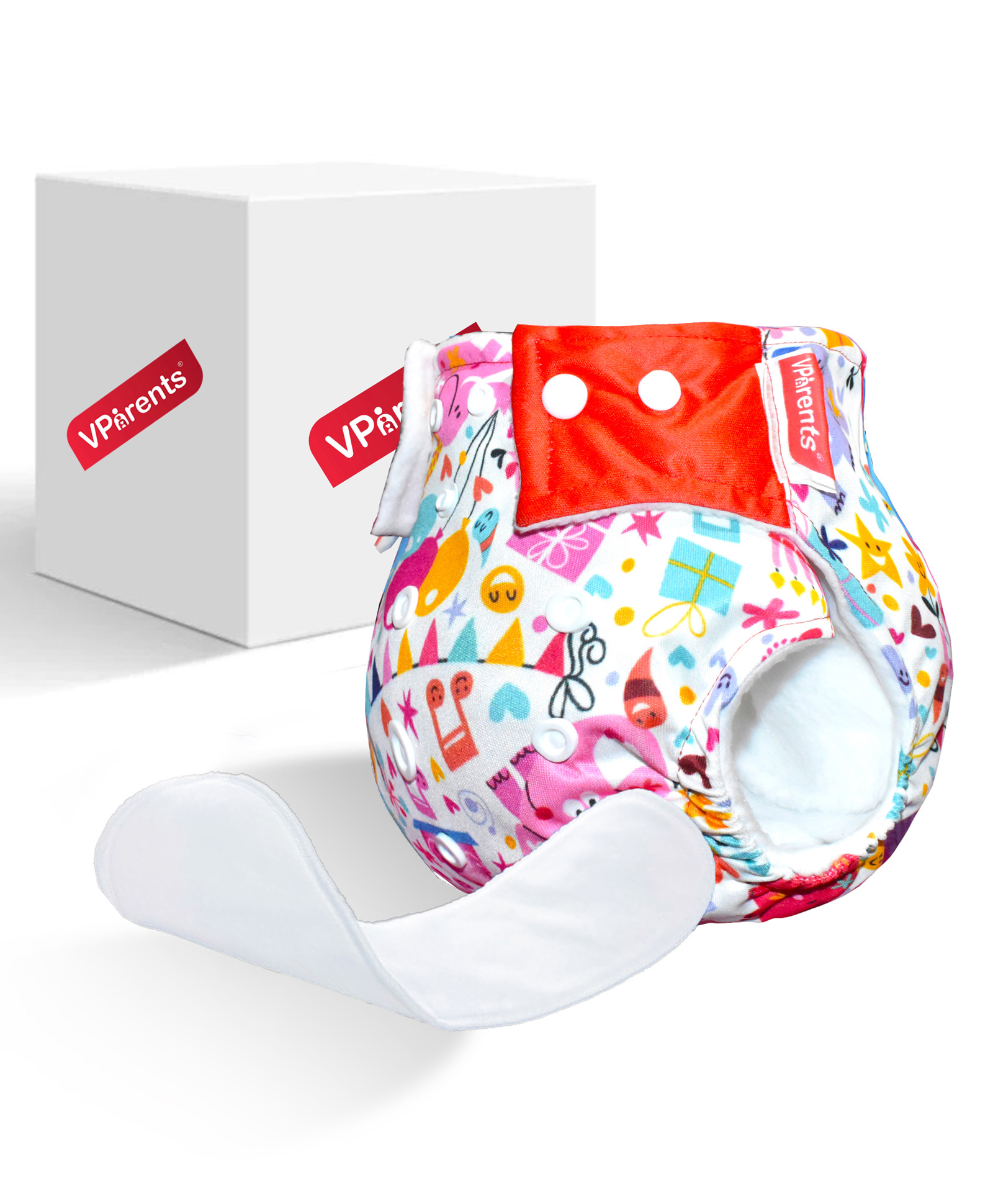VParents Jumbo Print Reusable And Adjustable Cloth Diaper With  5 Layers Washable  Ultra Absorbent Insert - Multicolor-picture-21