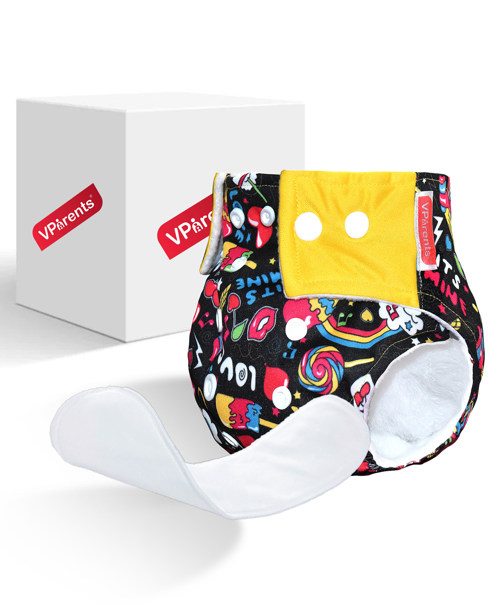 VParents Jumbo Print Reusable And Adjustable Cloth Diaper With  5 Layers Washable  Ultra Absorbent Insert - Multicolor-picture-26
