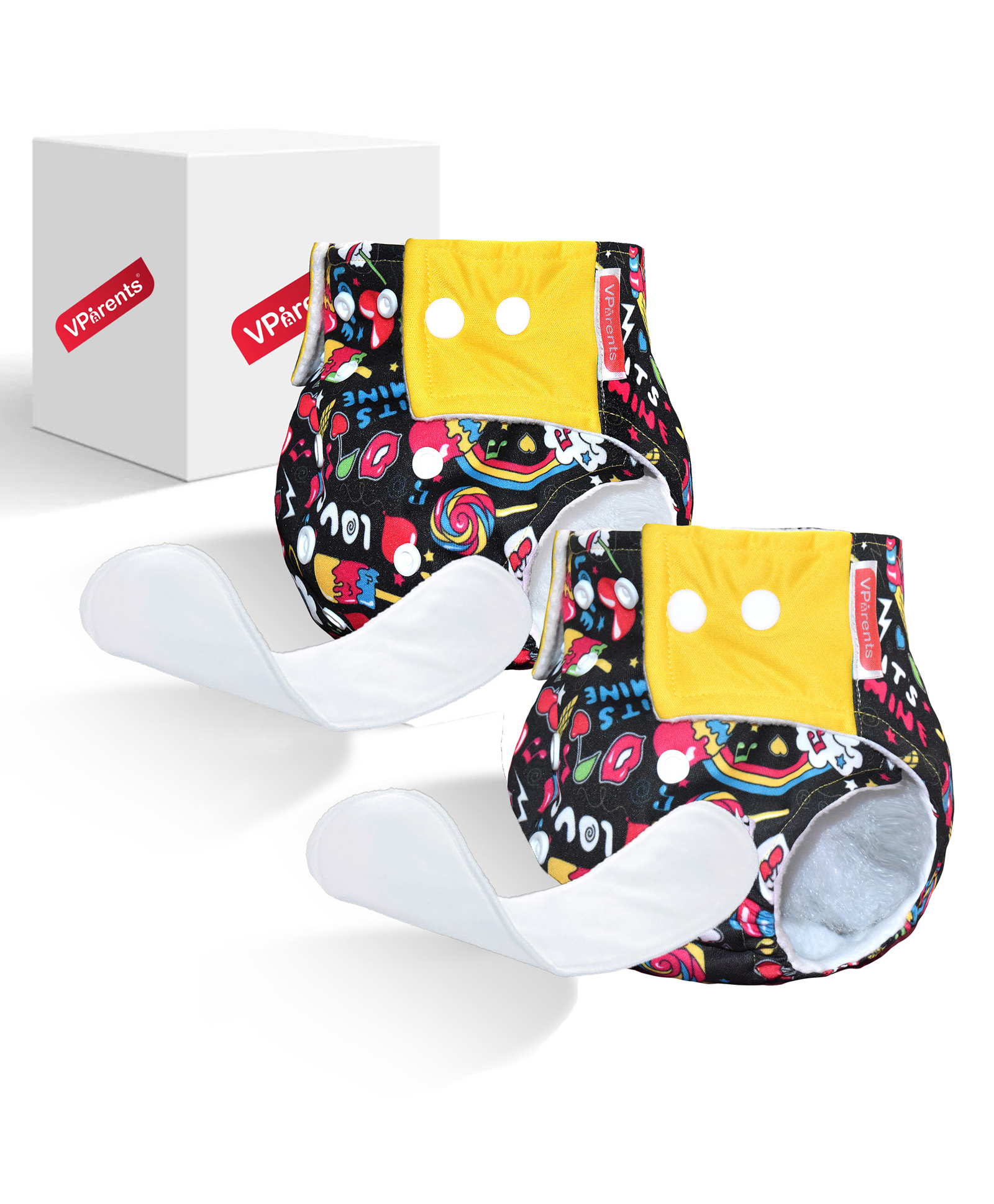 VParents Jumbo Print Reusable And Adjustable Cloth Diaper With  5 Layers Washable  Ultra Absorbent Insert Pack of 2 - Multicolor-picture-28