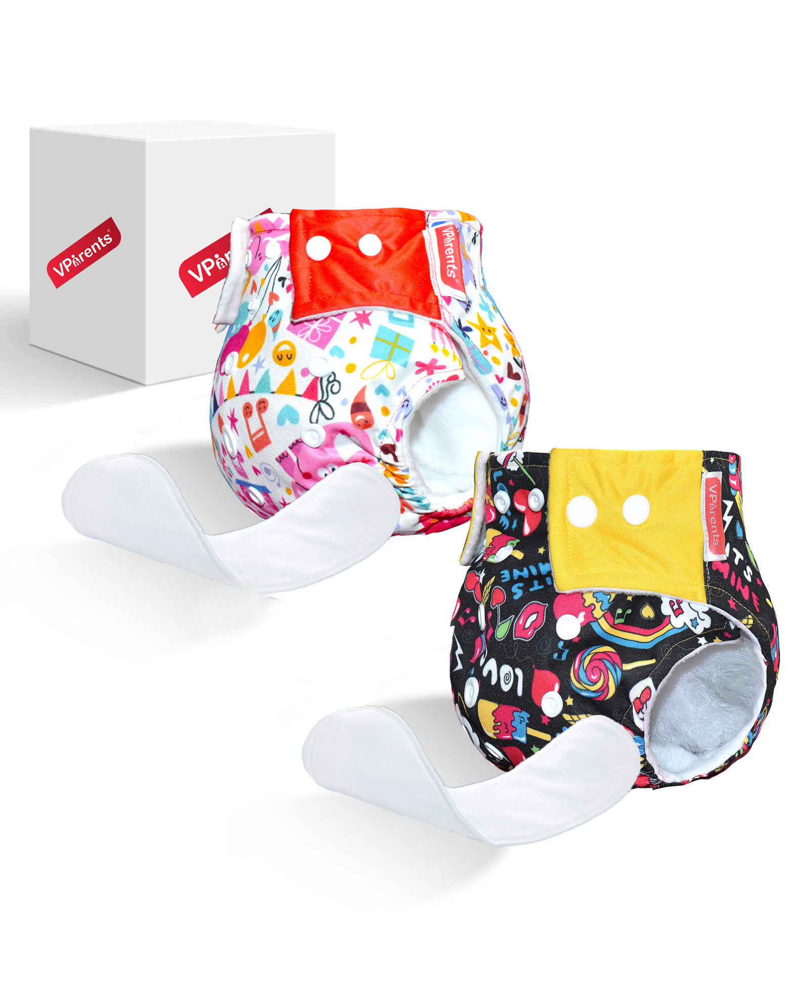 VParents Jumbo Print Reusable And Adjustable Cloth Diaper With  5 Layers Washable  Ultra Absorbent Insert Pack of 2 - Multicolor-picture-25