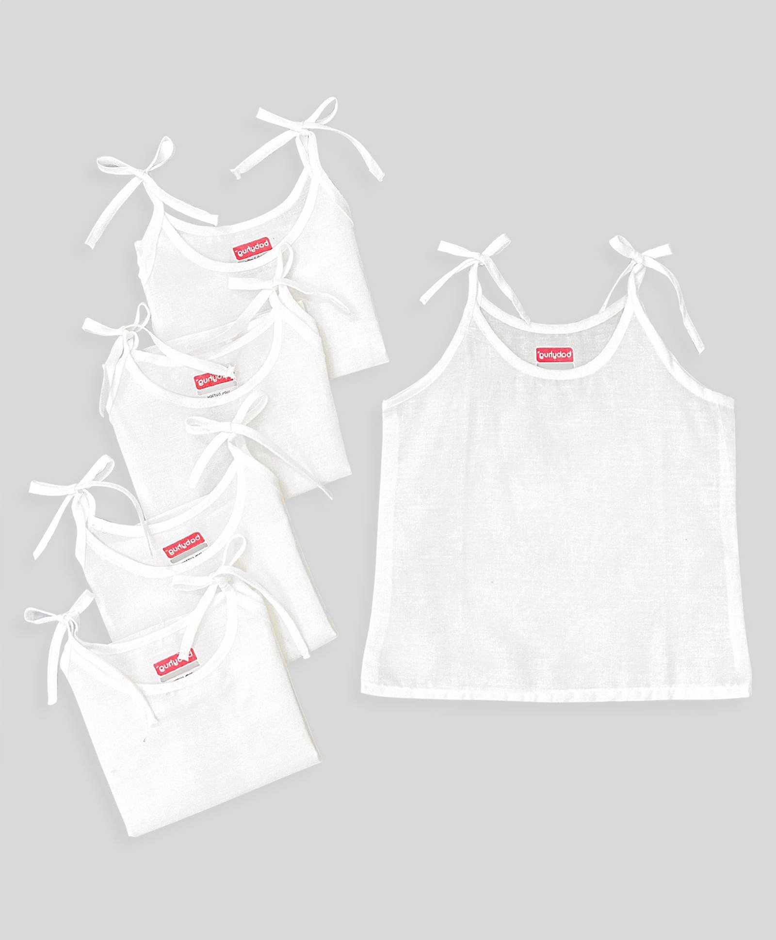 Babyhug 100% Cotton Sleeveless Jhabla Solid Pack of 5 - White-picture-23