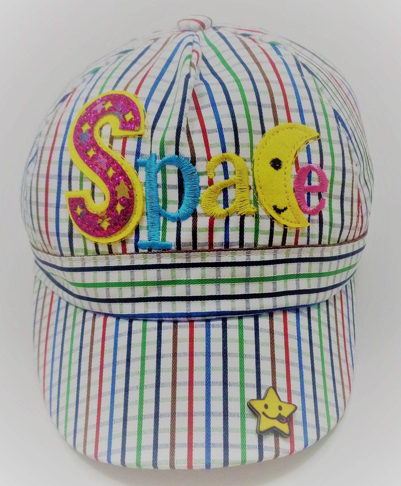 Kid-O-World Space Text Patch Checks Printed Cap - Green & White-image-7