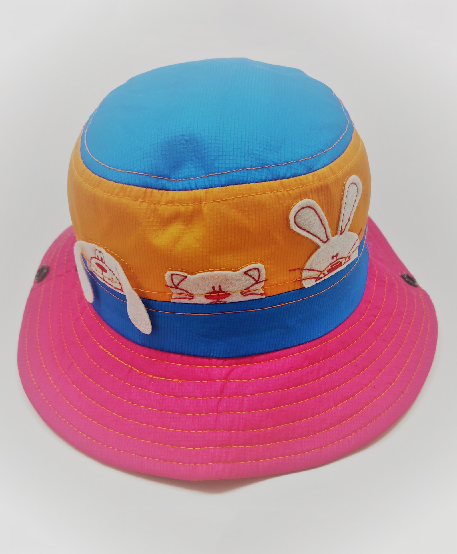 Kid-O-World Animals Patch Detailing Hat - Blue Orange & Pink-image-48
