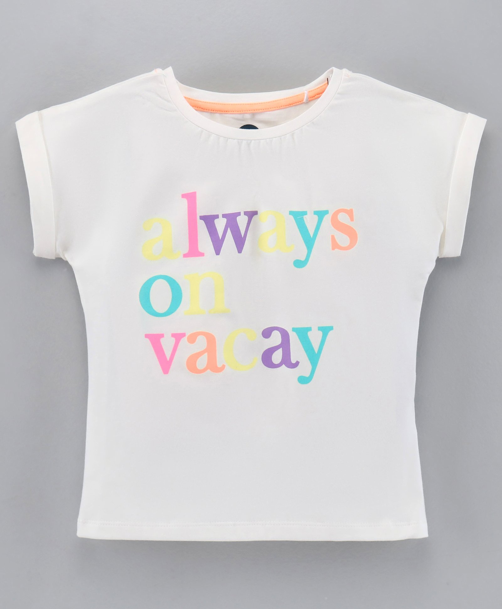 Vitamins Half Sleeeves Top Text Print - Off White-picture-24