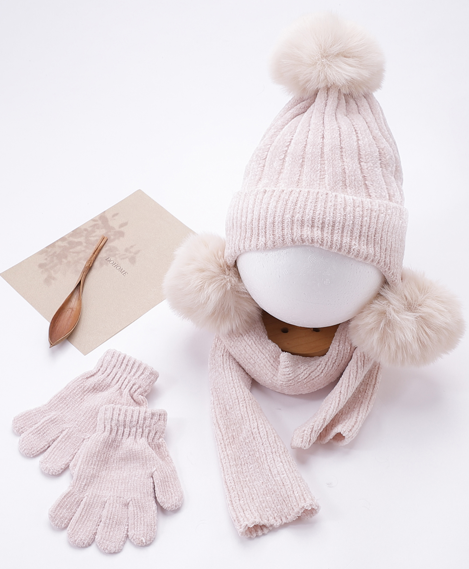 Babyhug Woollen Cap Muffler & Hand Gloves Off White - Diameter 12 cm-image-21