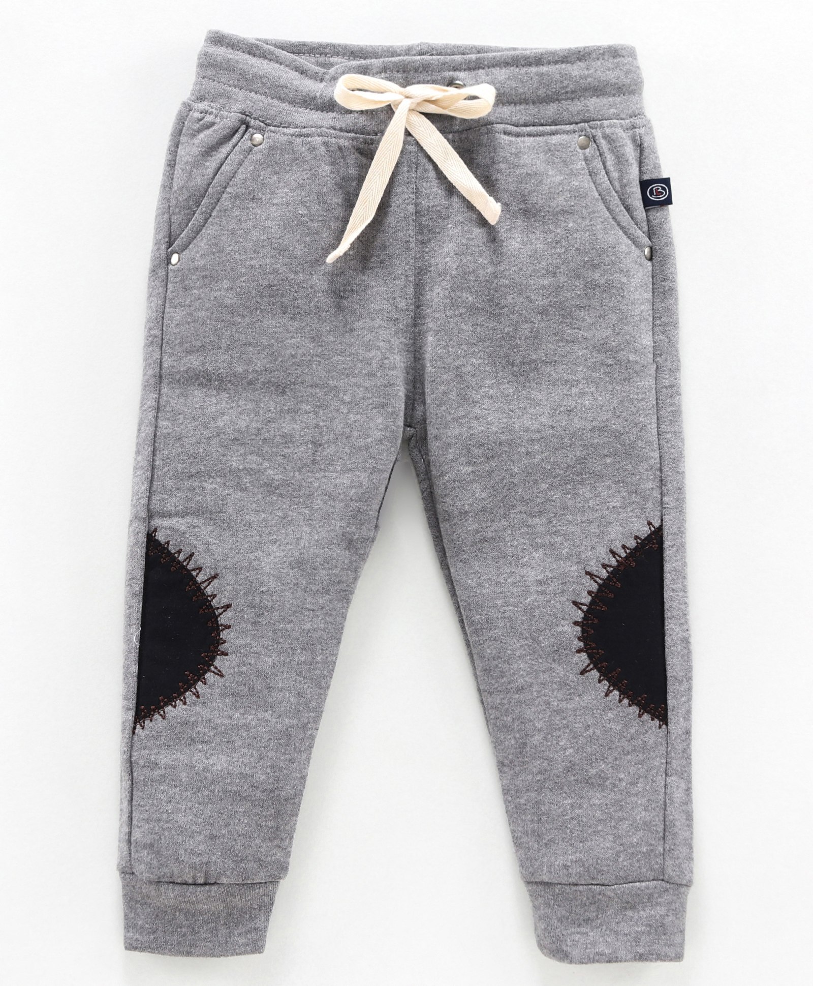 TONYBOY Full Length Patch Detail Track Pants - Grey-picture-25