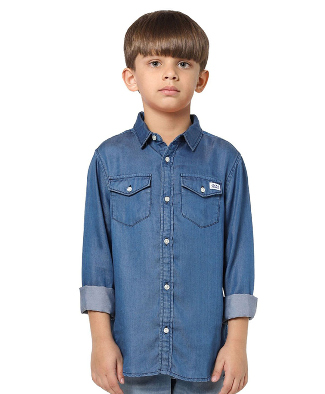 Jack & Jones Junior Full Sleeves Solid Color Denim Slim Fit Shirt - Blue-picture-11