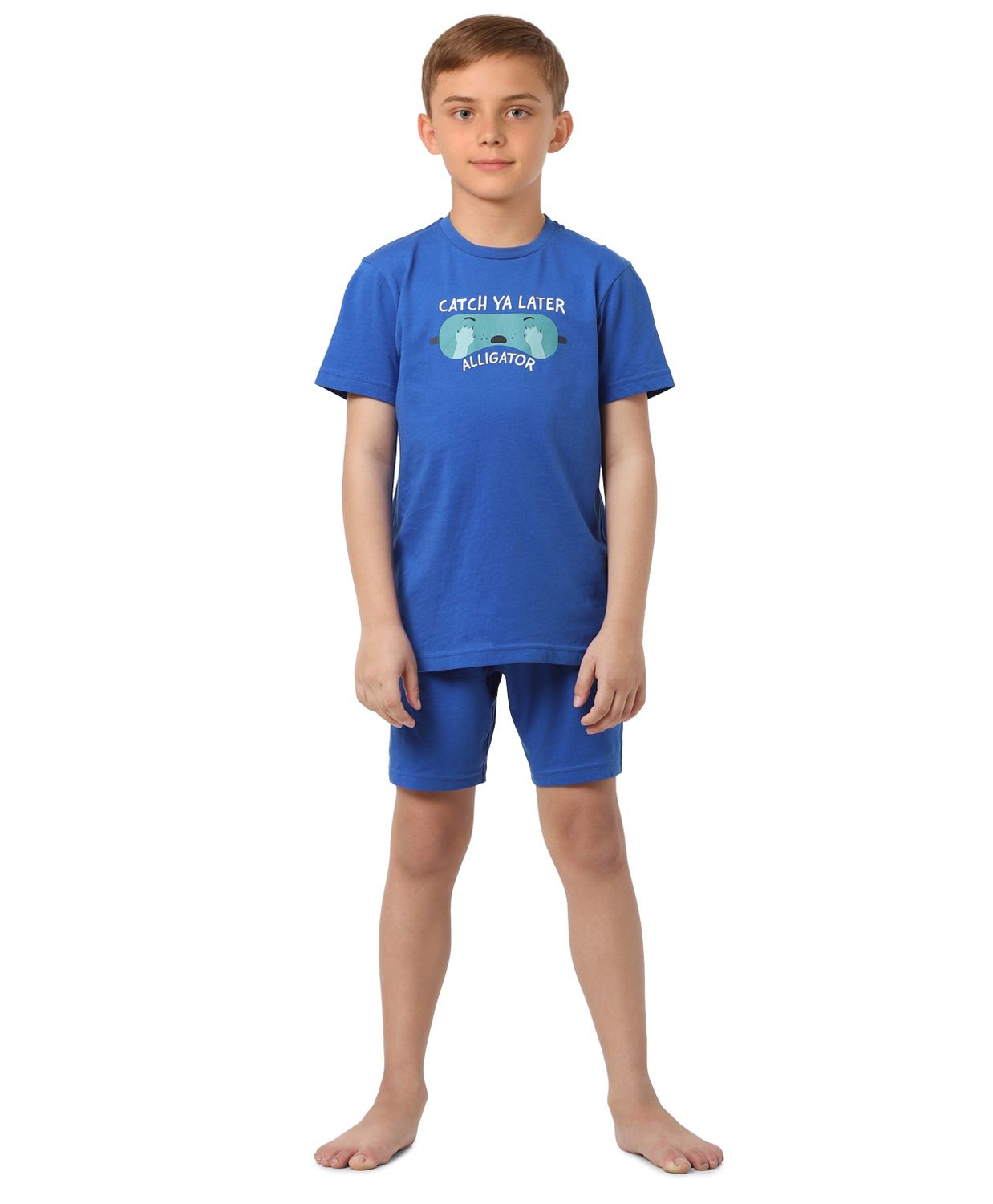 Jack & Jones Junior Half Sleeves T-Shirt & Shorts Set Graphic Print - Blue-picture-11