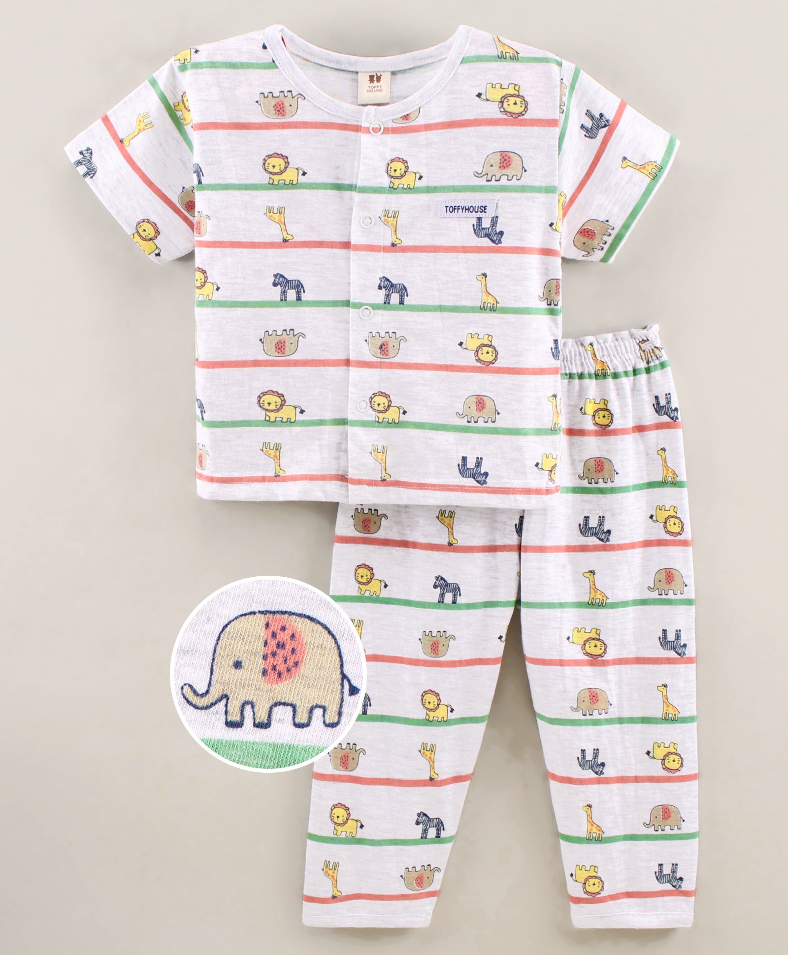 Buy Toffyhouse Cotton Half Sleeves Nightwear Pyjama Set Animal Print -  White for Girls (9-12 Months) Online in India, Shop at  -  11176980