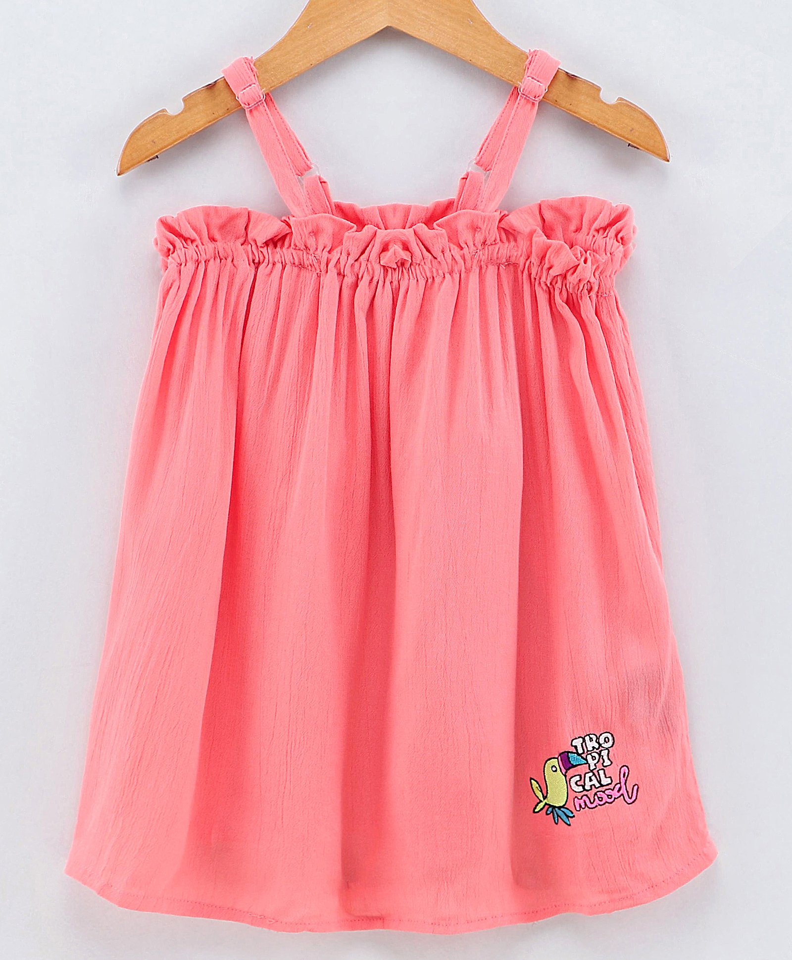 Vitamins Singlet Top Bird Embroidered - Dark Pink-image-4