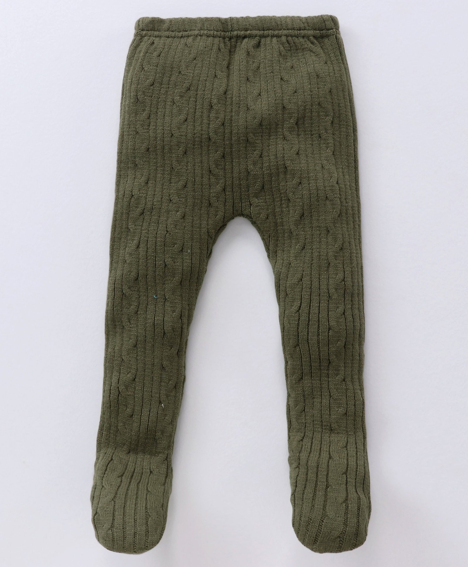 Babyhug Sweater Knit Bootie Leggings - Olive Green-image-24
