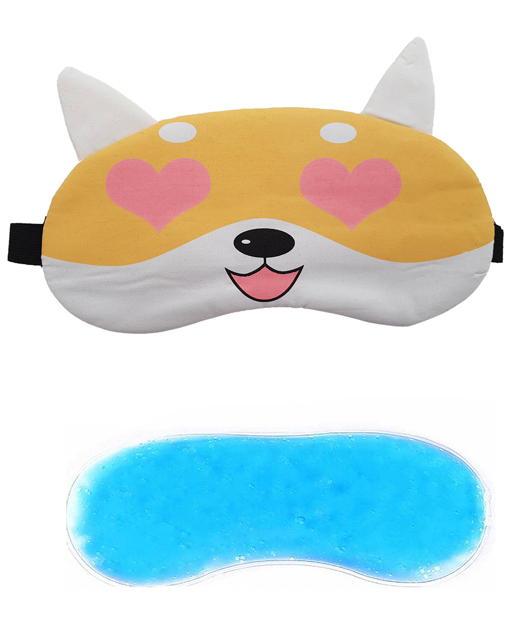 JENNA Sleeping Eye Mask With Cooling Gel Heart Face Print - Yellow-image-16