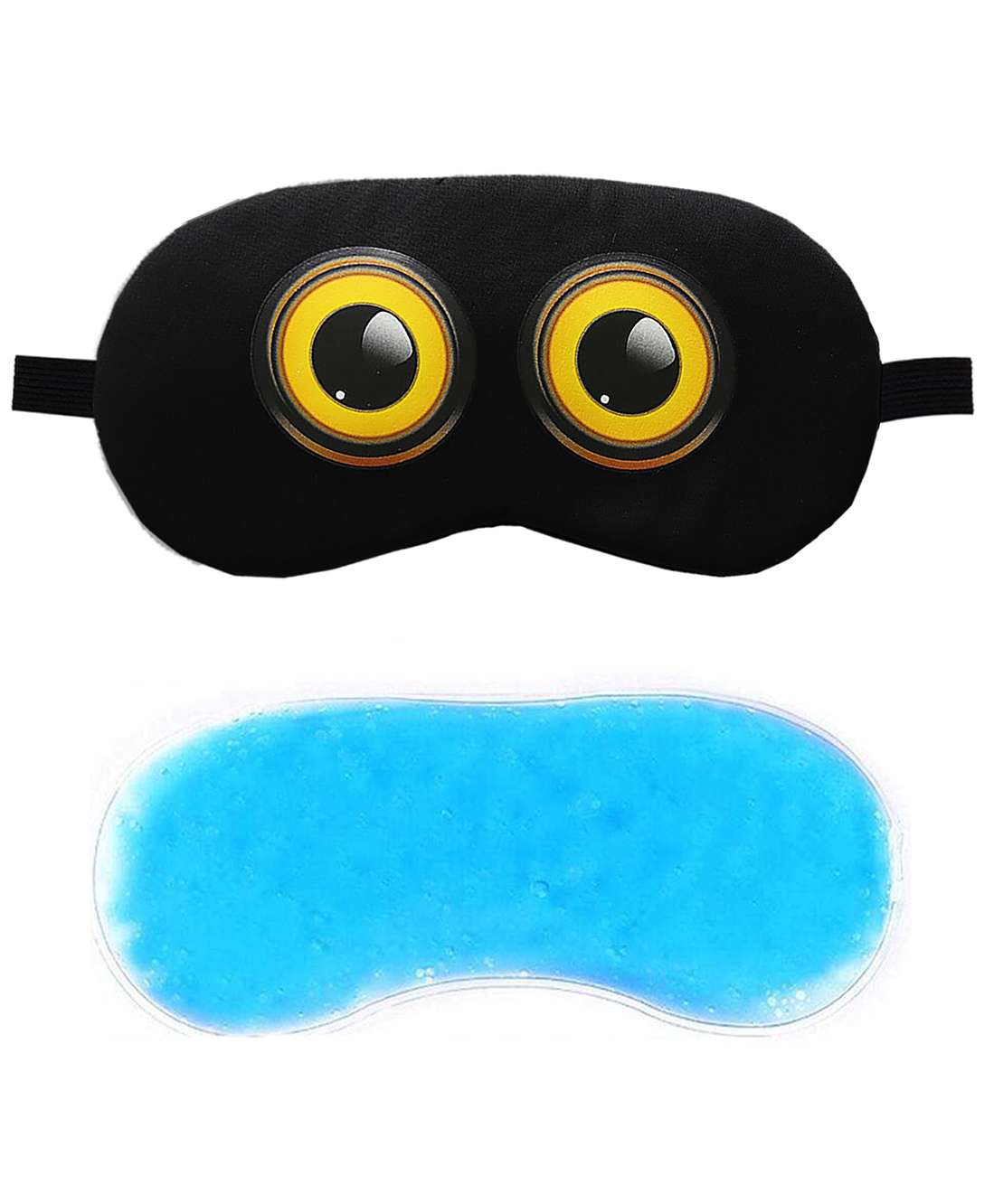 Jenna Round Eye Black Printed Sleeping Eye Mask With Cooling Gel - Black-picture-29