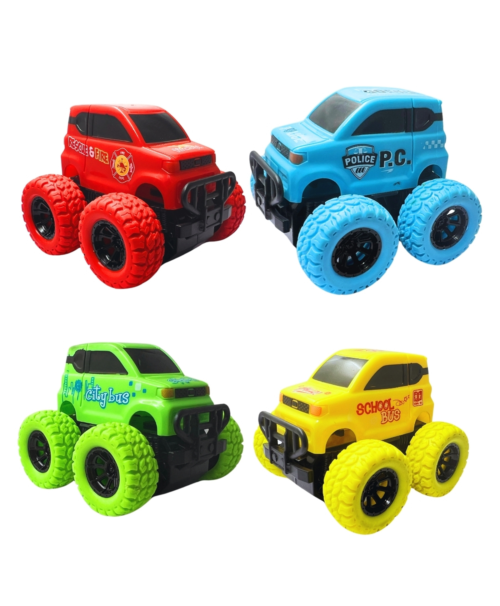 PLUSPOINT Friction Monster Inertia Trucks Cars Pack of 4 - Multicolour-picture-26
