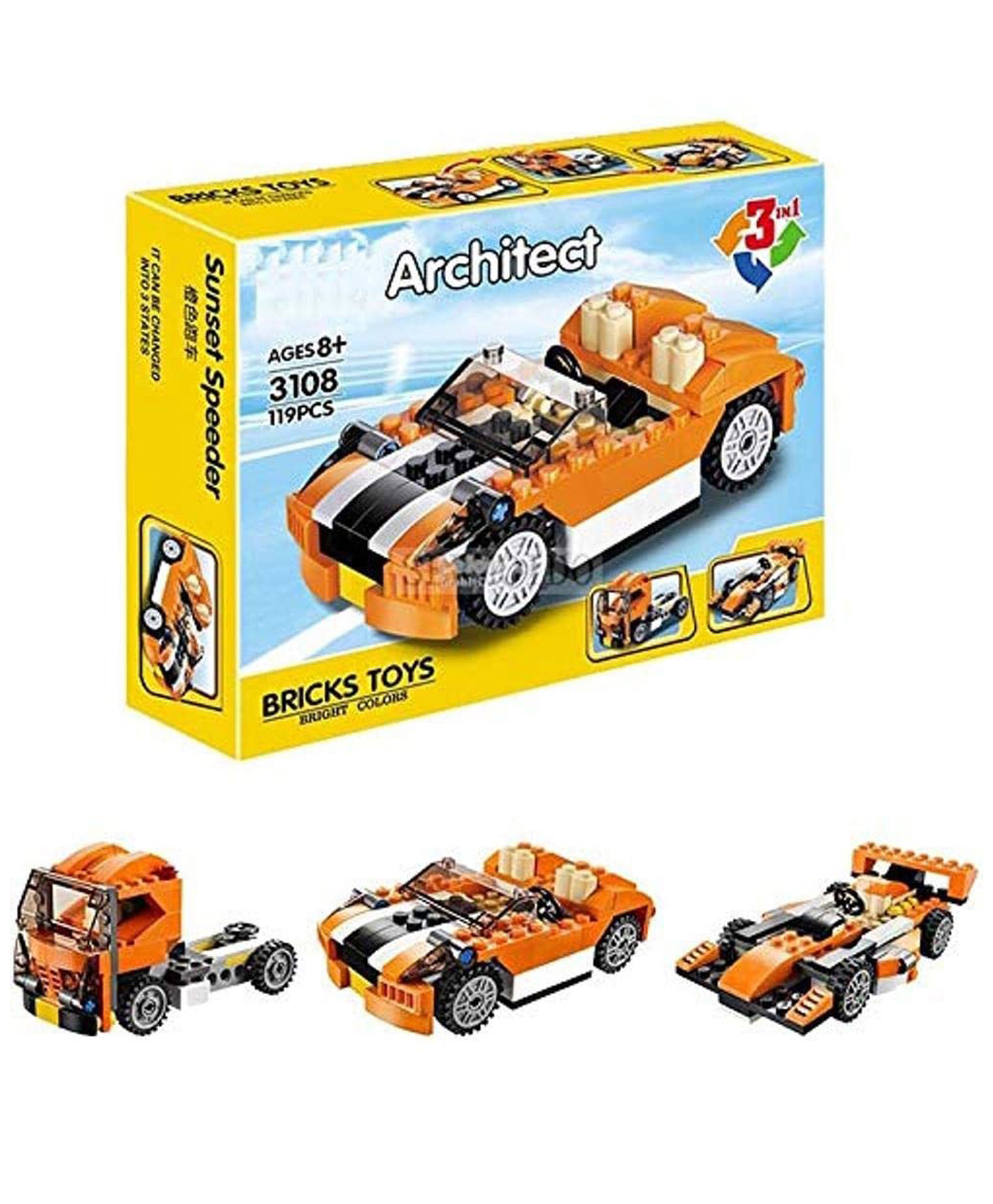 PLUSPOINT Exclusive of Blocks and Bricks for Kids Boys & Girls with Different Themes Speed Car 3 in 1 - 119 Pieces-image-33