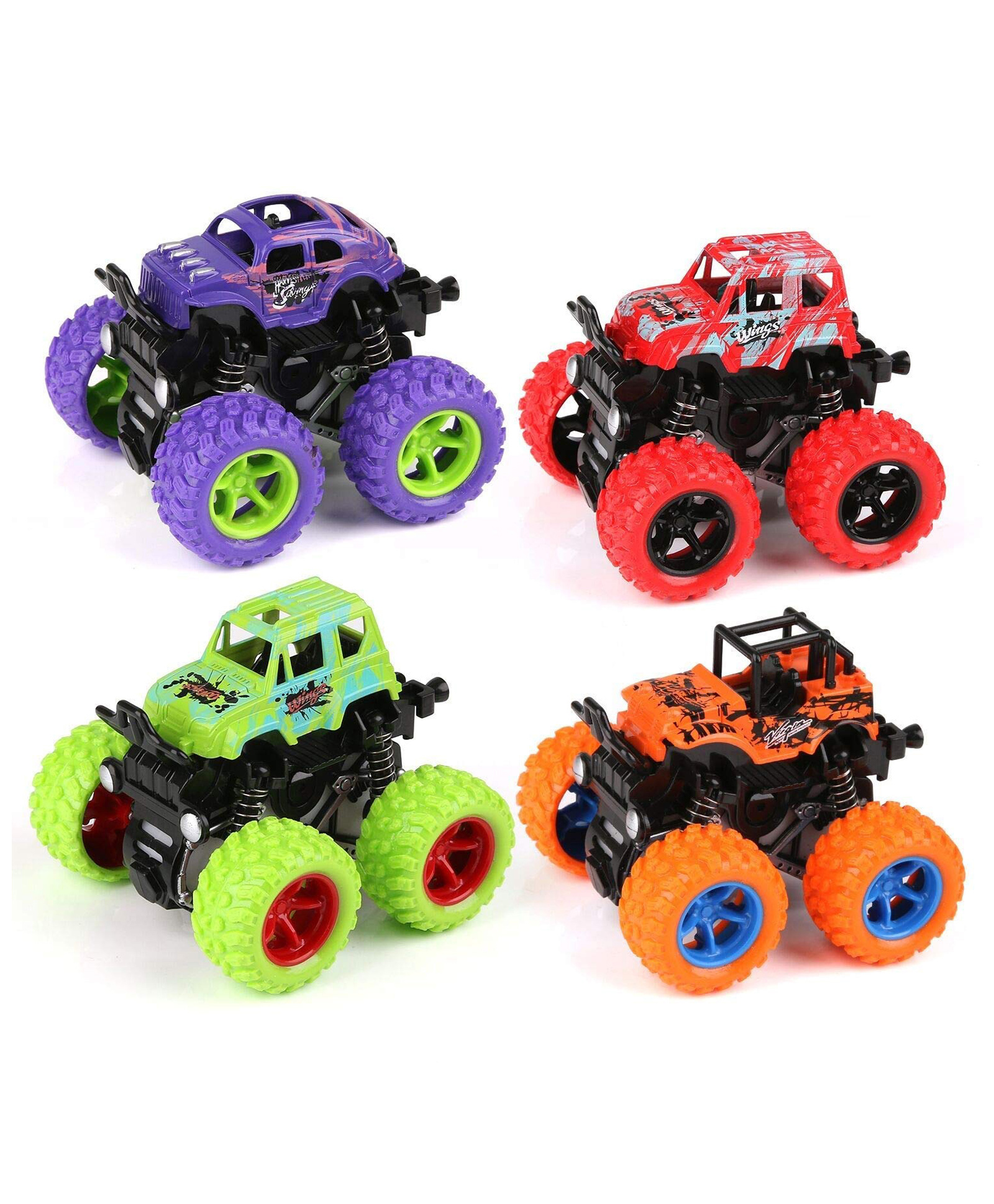 PLUSPOINT Inertia Friction Powered Monster Trucks Pack of 4 - Multicolour-picture-29